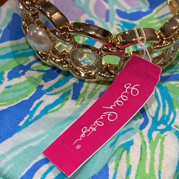 New Lilly Pulitzer pink palms cuffed bracelet - Picture 4 of 4